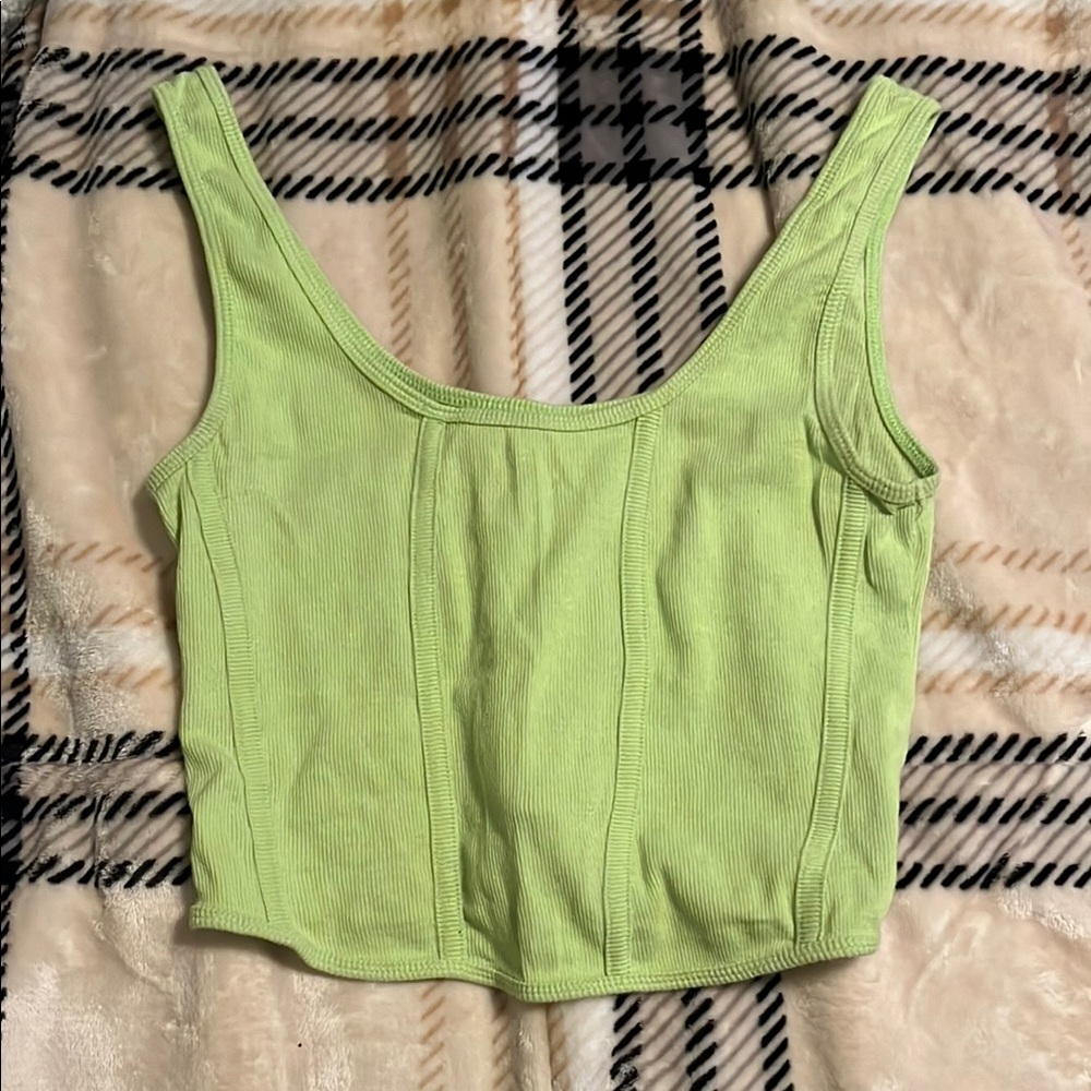 Lime Green Ribbed Tank Top